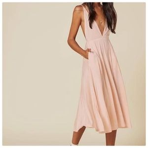 Reformation Naya midi dress soft pink size S